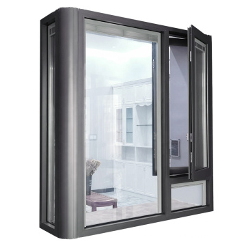 Double glass bow window aluminium french casement louvered windows